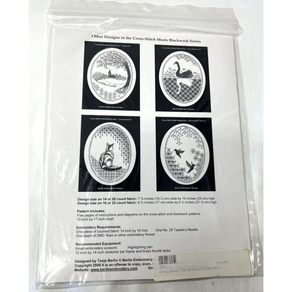 Berlin Embroidery Designs Cross-Stitch Meets Blackwork Pattern "Going About Thei - Picture 4 of 4